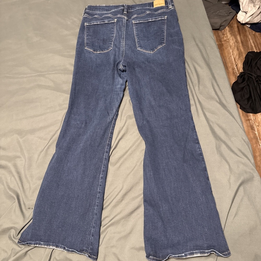 American Eagle Jeans Womens 14R Super High Rise Flare Leg Coin Pockets‎ Bohemian - Picture 14 of 16